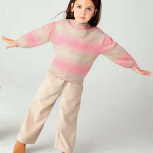 Maglione bambina Mayoral righe degradè beige e rosa