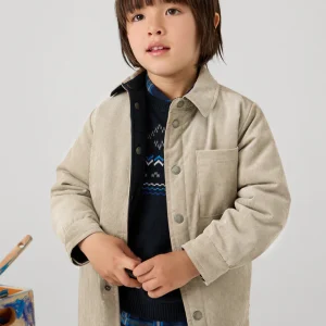 Overshirt reversibile velluto a costine bambino Mayoral beige-blu
