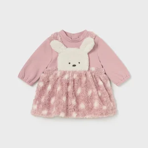 Vestito a pagliaccetto gonna teddy neonata Mayoral Newborn Rosa