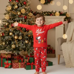 Pigiama caldo cotone iDO "Snoopy Natale" rosso