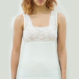 CANOTTIERA DONNA SPALLA LARGA PIZZO COSTINA ART. RB0111 Marchio RB SHOPS