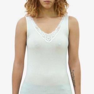 CANOTTIERA DONNA SPALLA LARGA PIZZO COSTINA ART. RB1111 Marchio RB SHOPS