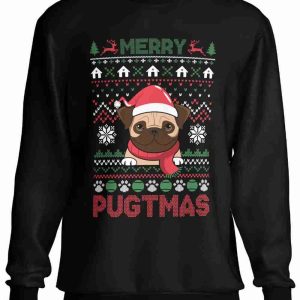 Felpa a Girocollo Natalizia Cane Merry Pugtmas