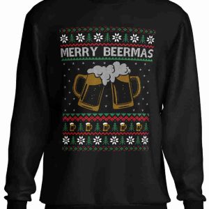 Felpa a Girocollo Natalizia Ironica Merry Beermass