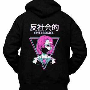 Felpa con Cappuccio Anime Nerd Anti Social Fans