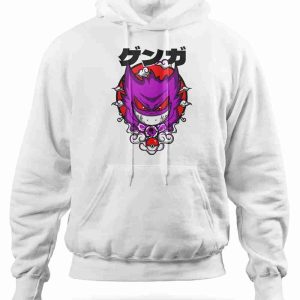 Felpa con Cappuccio Bianca Gengar Pokemon Anime