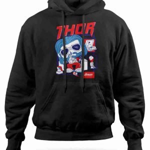 Felpa con Cappuccio Caricatura Thor Avengers Supereroi