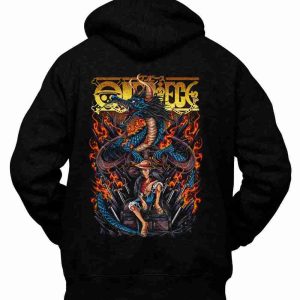 Felpa con Cappuccio Monkey D Luffy Rubber One Piece Retro Anime