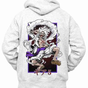 Felpa con Cappuccio Retro Monkey D Luffy Rubber Gear 5 One Piece Anime