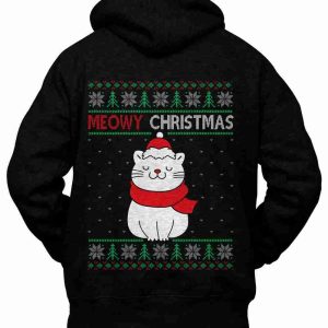 Felpa con Cappuccio Retro Natale Gatto Merry Meow