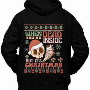 Felpa con Cappuccio Retro Teschio di Natale Ironica