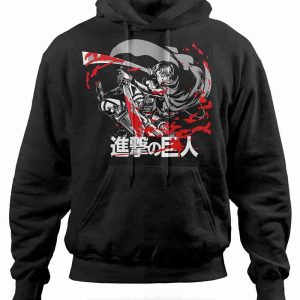Felpa Levi Attack On Titan Anime con Cappuccio