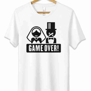 T-Shirt per Addio al Celibato Nubilato Maglietta in Cotone Personalizzata Game Over