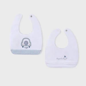 Set 2 bavaglini Mayoral Newborn Macchinina azzurro e bianco