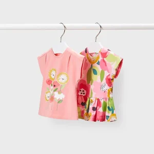 Set 2 T-Shirt neonato Mayoral rosa stampa florelae
