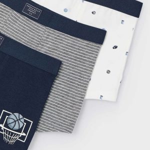 Set 3 Boxer cotone bambino Mayoral  "Basket" blu marino