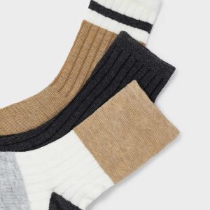 Set 3 calzini blocchi colore bambino Mayoral "Beige" a costine