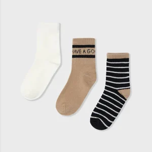 Set 3 paia calzini bambina Mayoral nero beige