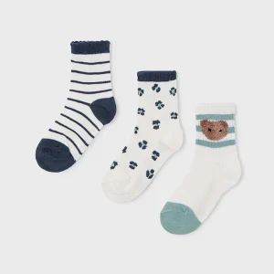 Set 3 paia calzini bambina Mayoral orsetto "teddy" righe verdi