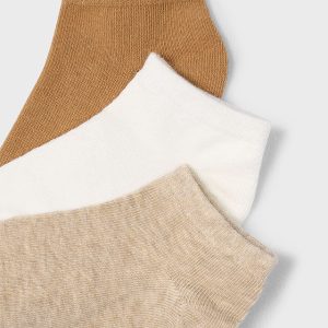 Set 3 paia calzini corti tinta unita bambino beige Mayoral