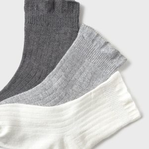 Set 3 paia calzini costine neonata Mayoral grigi-panna