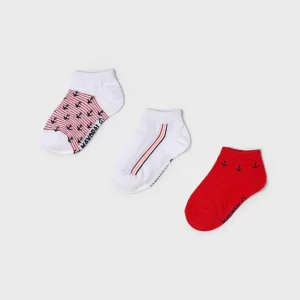 Set 3 paia calzini fresco cotone bambino Mayoral 3 tinte rosso