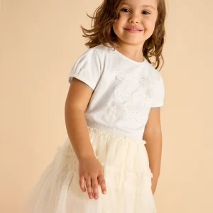 T-Shirt bambina Mayoral fiocchi plumetis panna