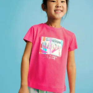 T-Shirt bambina Mayoral Stampa "ENJOY! rosa peonia