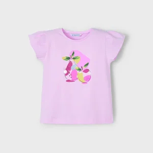 T-Shirt bambina Mayoral stampa frutta rosa malva