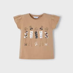 T-Shirt bambina Mayoral stampa "Modelle" Cannella
