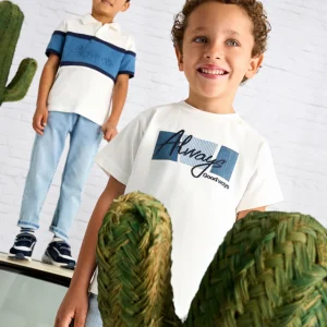 T-Shirt bambino Mayoral applicazione "Always" panna