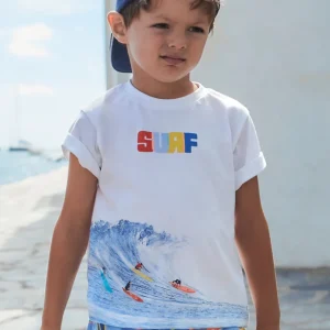 T-Shirt bambino Mayoral bianca stampa "onda surf"