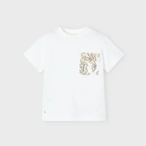 T-Shirt bambino Mayoral panna tasca stampata