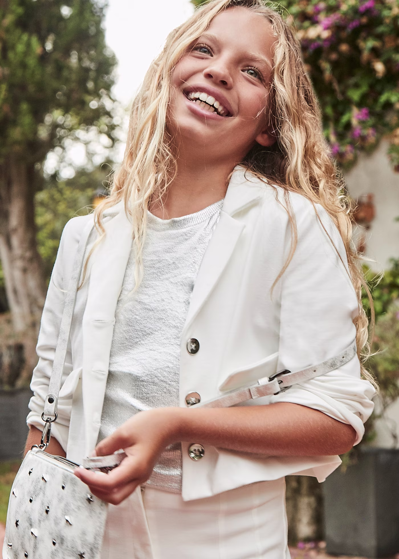 T-Shirt metallizzata costine ragazza Mayoral argento