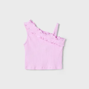 Top asimmetrico volant bambina Mayoral malva