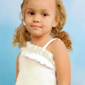 Top asimmetrico volant bambina Mayoral bianco