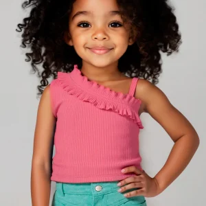 Top asimmetrico volant bambina Mayoral peonia