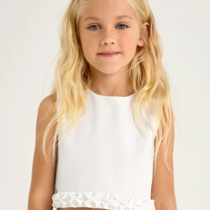 Top dettagli plissettati bambina Mayoral panna