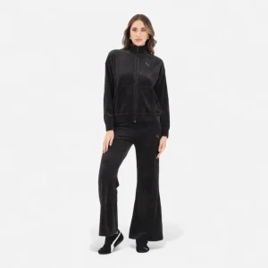 PUMA Tuta taglio morbido Velour a costine Black