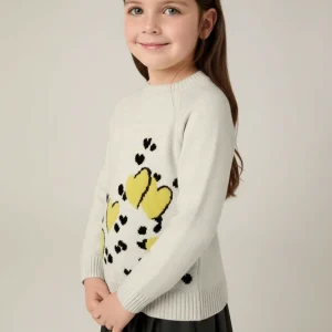 Vestito 2 pezzi combinato in maglia bambina Mayoral cuori