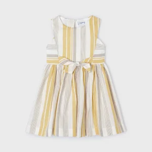 Vestito bambina Mayoral fantasia a righe beige e miele