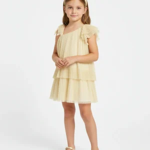 Vestito asimmetrico plissettato bambina Mayoral Champagne