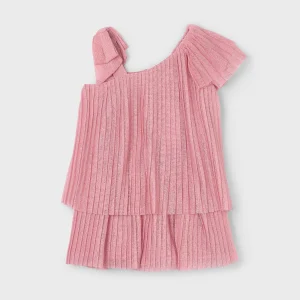 Vestito asimmetrico plissettato bambina Mayoral Rosato