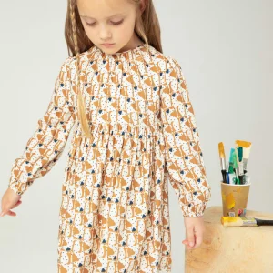 Vestito stampato morbido bambina Mayoral caramello fantasia cani