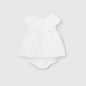 Abito chffon cerimonia con copri pannolino Mayoral Newborn panna