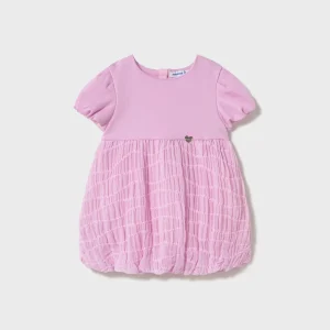 Vestito combinato neonata Mayoral rosa malva