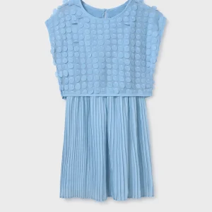 Vestito combinato plissettato ragazza Mayoral azzurro