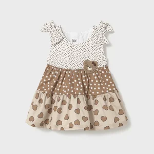 Vestito combinato volant neonata Mayoral Newborn pois orsetto