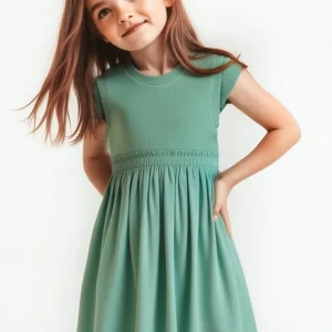 Vestito combinato a costine bambina Mayoral verde menta