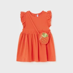 Vestito con borsetta fresco cotone neonata Mayoral arancione